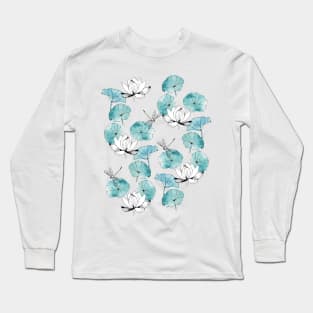 Waterlily dragonfly white Long Sleeve T-Shirt